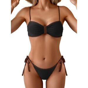 B2prity Bikini String Triangle Two Piece Bathing Suit Side Tie Swimsuit MEDIUM